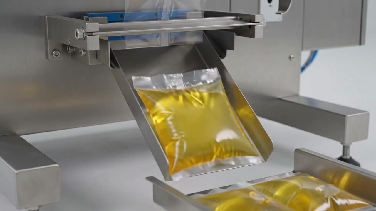 Packsol edible oil pouch packing machine in operation